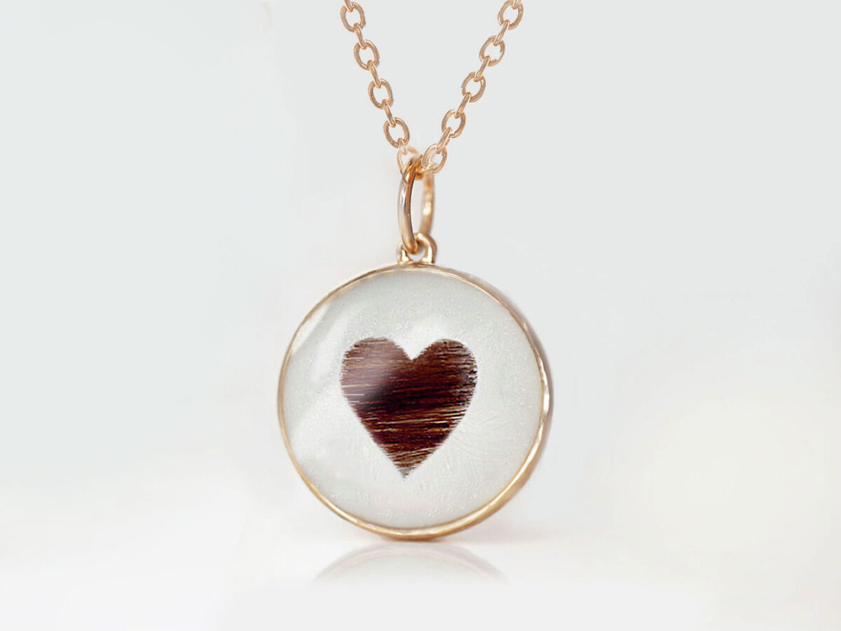 memorial disc pendant with a heart made from the horse's hair for a pet owner, a rose gold disc from keepsakemom