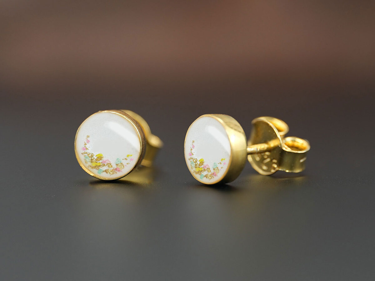 Breastmilk Round Studded Earrings Keepsakemom Gold